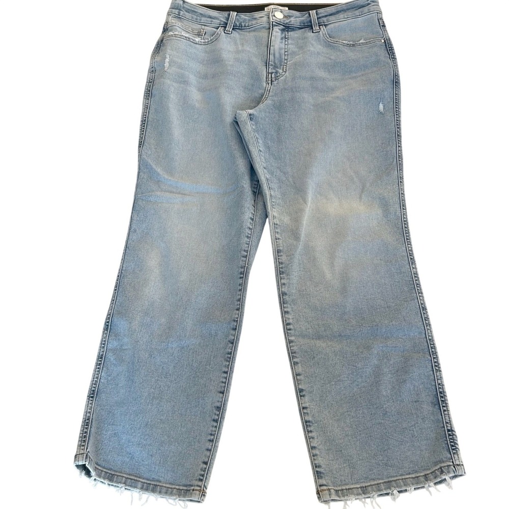 Maurices Jeans Women 16 Light Blue Everflex High Rise Straight Extra Short Denim